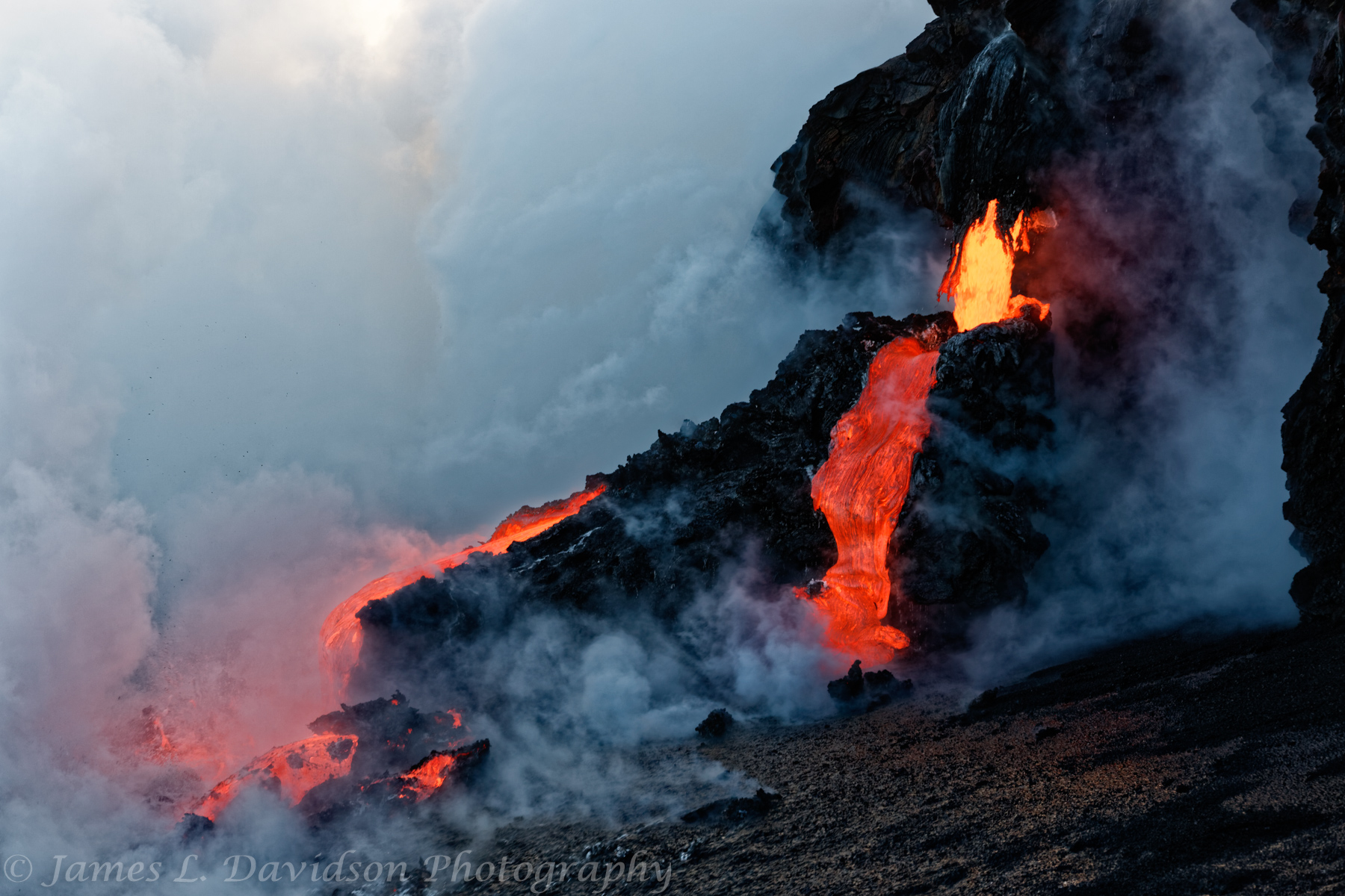 Kilauea Lava Flow entering the Pacific